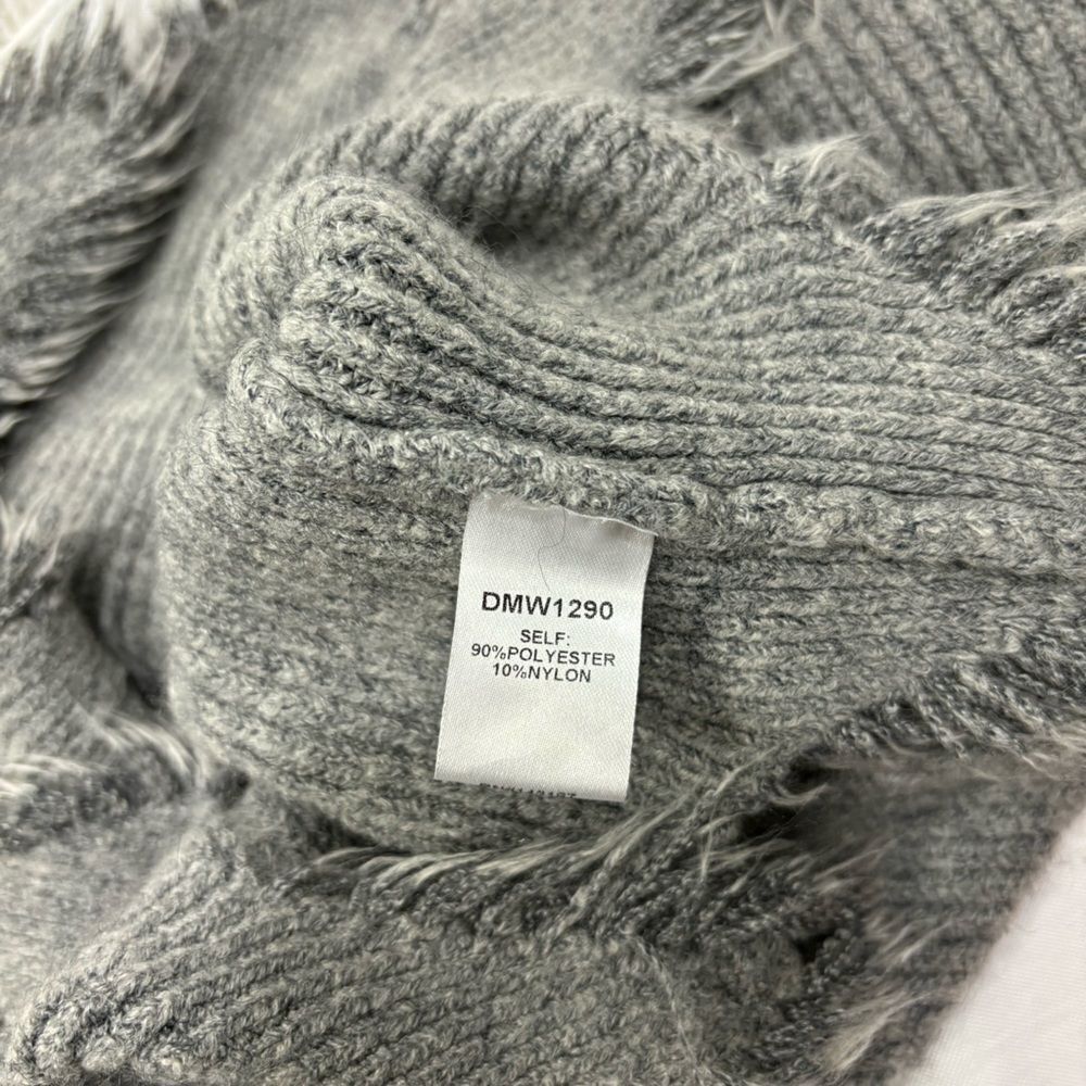 Dance & Marvel Destructed Distressed Gray Sweater V Neck - Picture 7 of 8